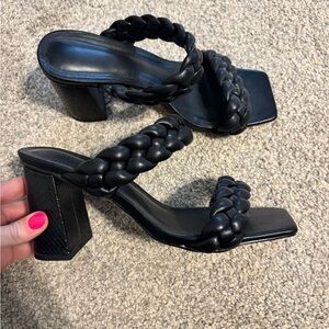 Black Braided Women's Heels